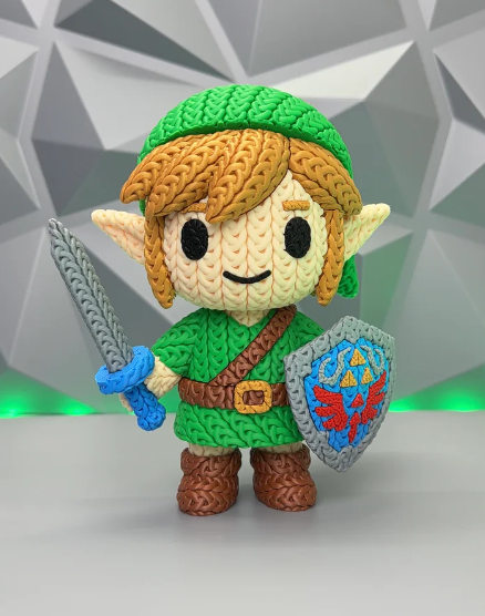 Figura Link Estilo Tejido a Mano Impreso en 3D